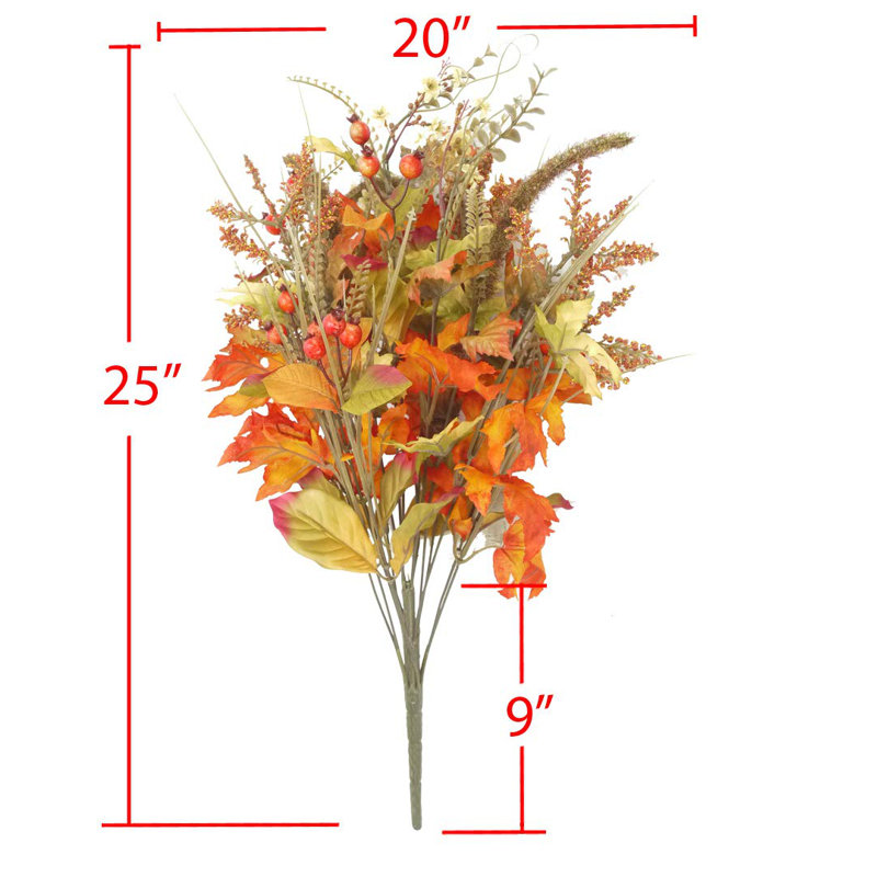 Autumn Harvest 25" Artificial Maple Leaves and Berries Arrangement