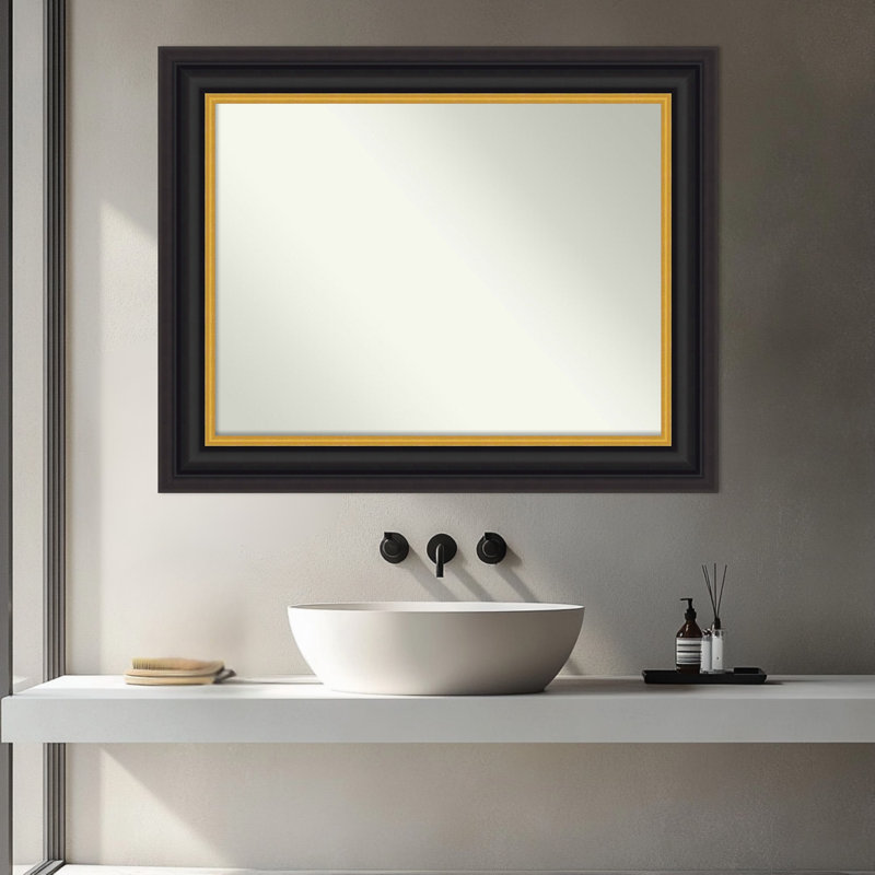 Miroir de salle de bain mural Sierra, 29,5 po x 23,5 po, Brun-noir