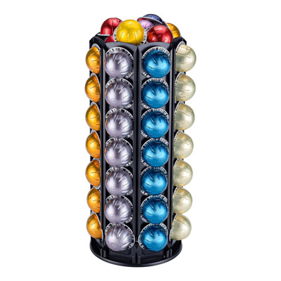 Vertuo Pod Holder Carousel Stand For Nespresso Capsule Storage Organizer With Extra Space For Coffee Mate Silent Rolling(Black) -  ELEMENTARY ENTERPRISE LLC, R5B0872XS51P