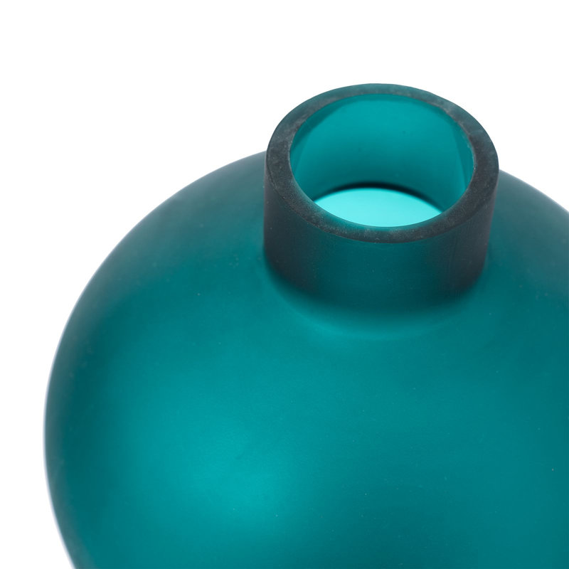 Sharri Handmade Glass Table Vase, Dark Persian Green, 12" H x 8" W x 8" D