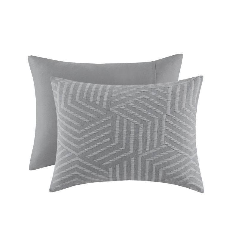 Full/Queen Grey Blue Microfiber Matelasse Jacquard Duvet Cover Set