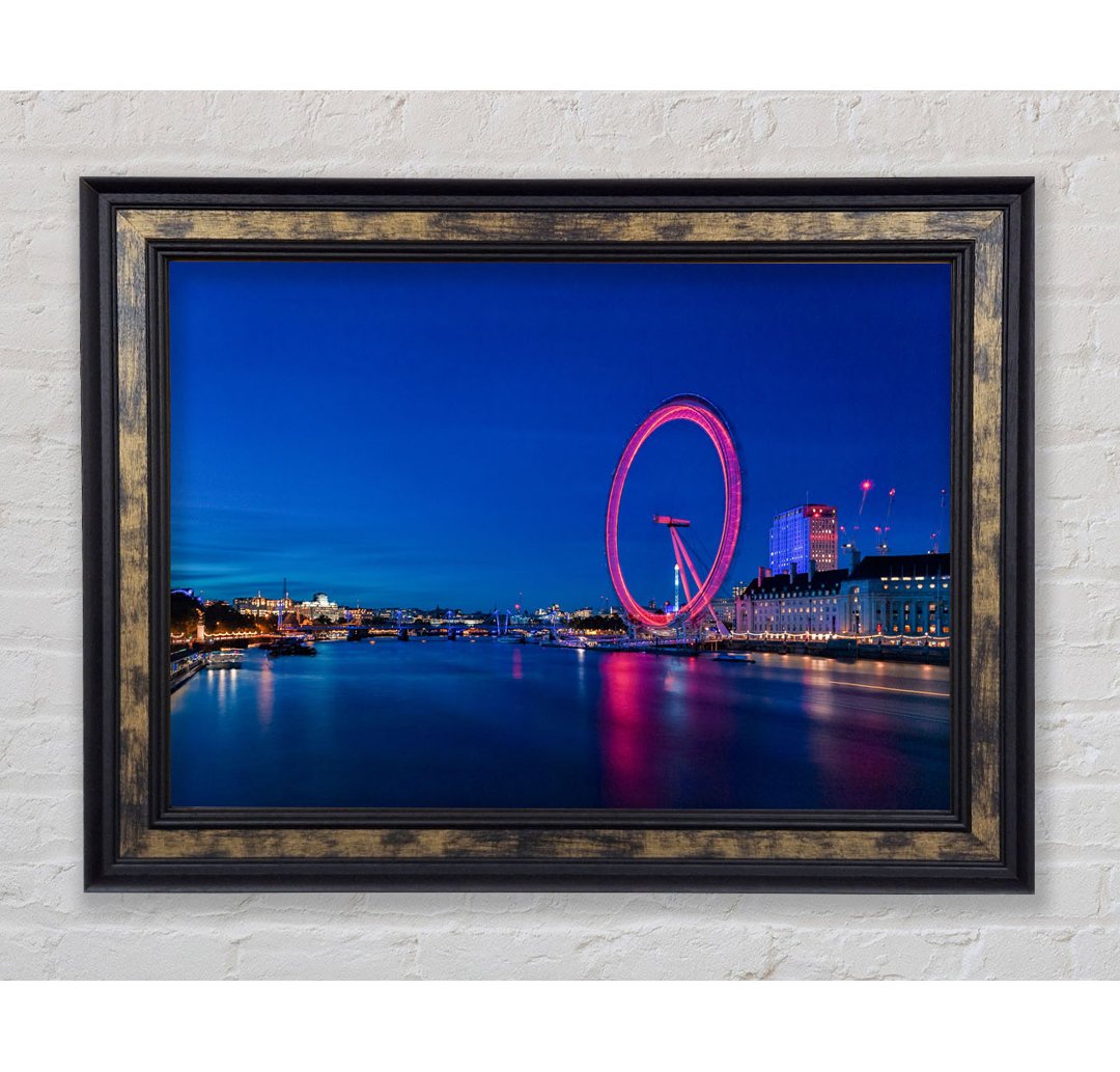 London Eye Pink Glow - Einzelner Bilderrahmen Kunstdrucke