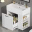 Meuble-lavabo mural de 21,8 po avec lavabo, armoire flottante murale, grand tiroir, tablette réglable, porte-papier hygiénique, système de fermeture en douceur, blanc-132985387