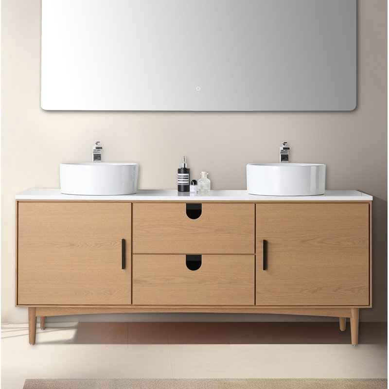 Portree 72" W Double Vanity, Whitewash Oak