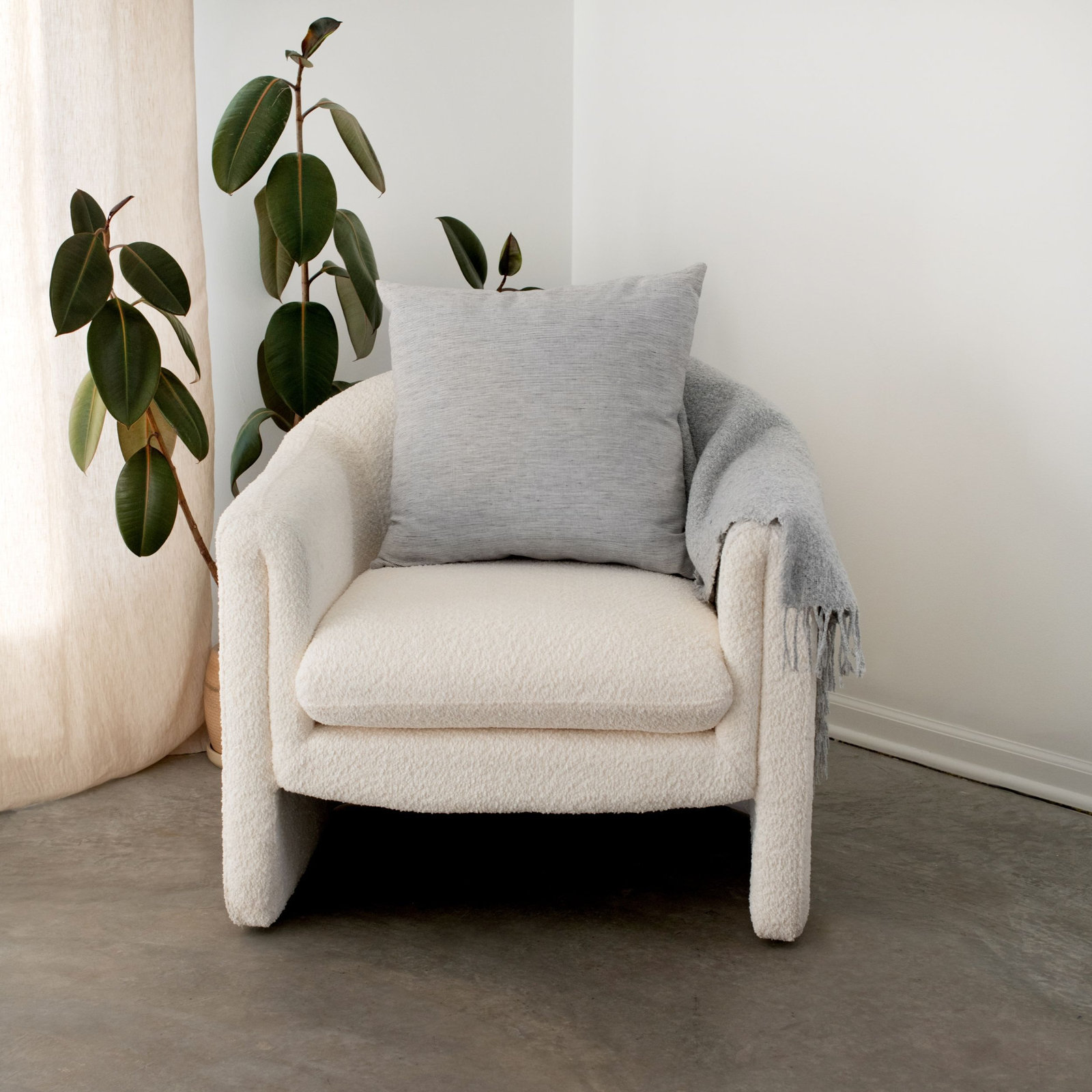 20" X 20" French Linen Throw Pillow, Shadow Pinstripe