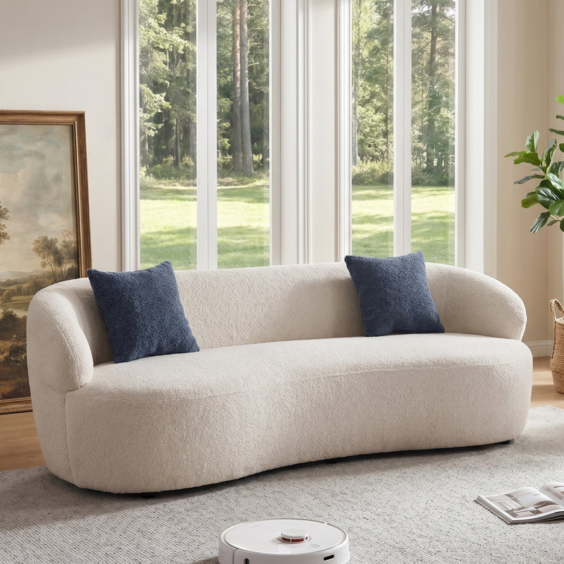 Canapé incurvé moderne 86,6 po Mid Century, Beige