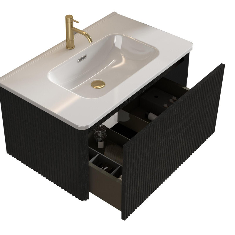 Meuble-lavabo mural Minimalist Design, Noir