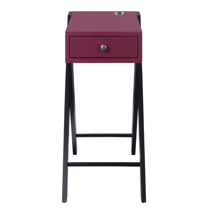 Port Side Table With Practical Drawer In Burgundy/Black Style Elegant Ports And Convenient Black/Burgundy