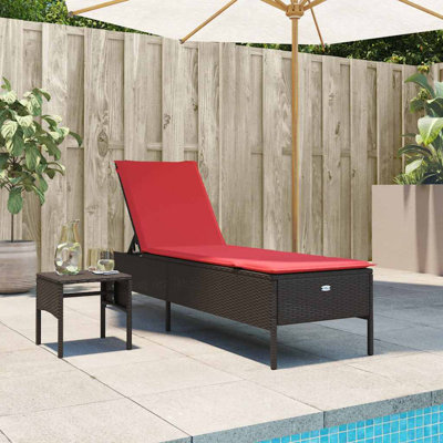  Chaise longue en rotin PE brun 78 x 21,7 x 38,2 po