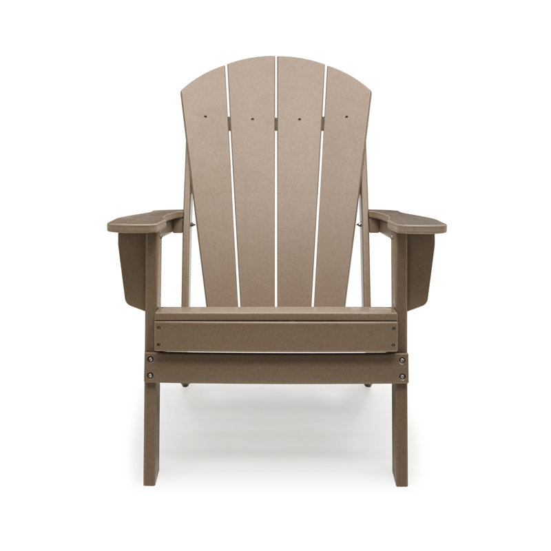 Aulika HDPE Plastic Weather-Resistant Adirondack Chair (Set of 2), Tan