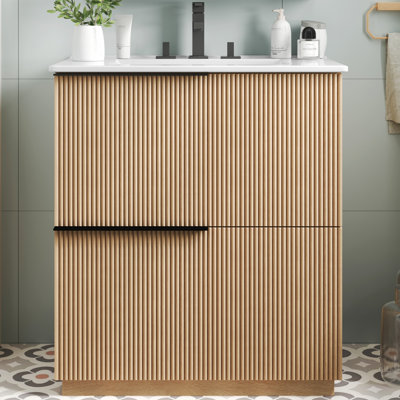 Meuble-lavabo de salle de bain avec lavabo en céramique et tiroirs pleine extension