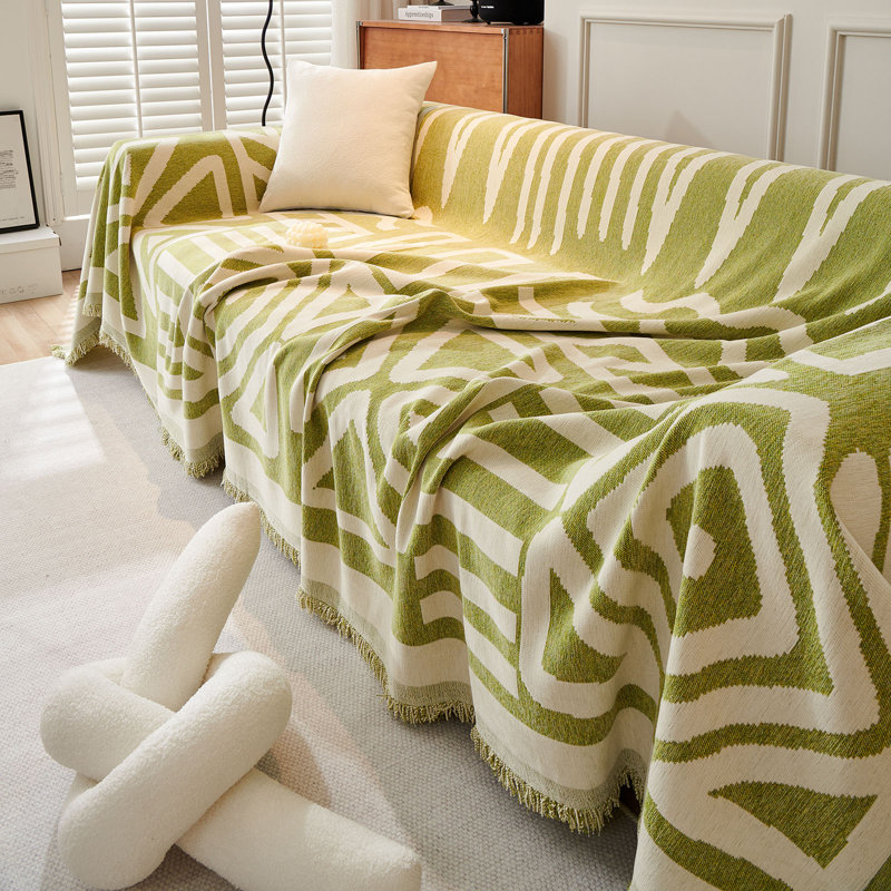 Housse pour canapé modulaire Boho Chenille, Vert, H 71 po x l 118 po x P 0,1 po