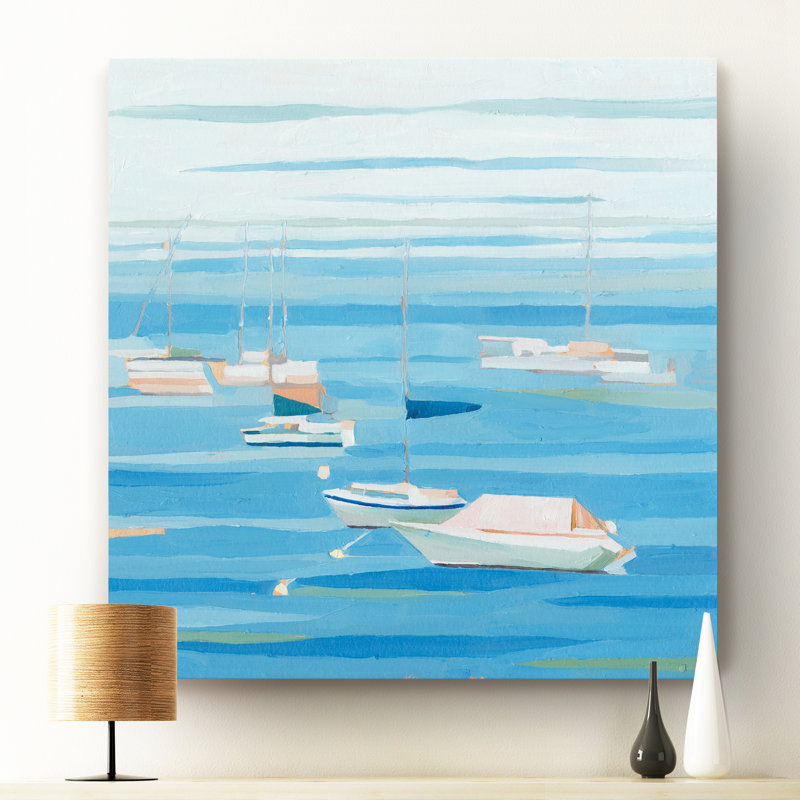 «Summer Regatta I», peinture sur toile, H 10 po x l 10 po x P 1,5 po, Toile tendue