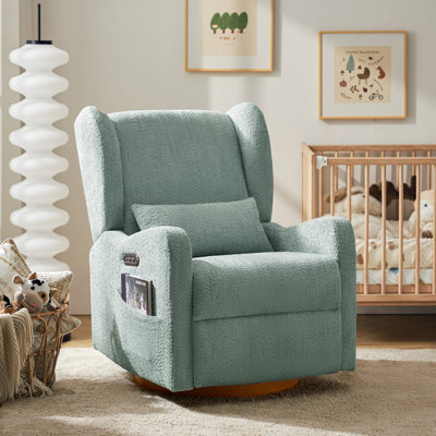 Ceandra 29.5"W Modern Nursery Swivel Glider Power Recliner with Built-In Nightlight by Wade Logan