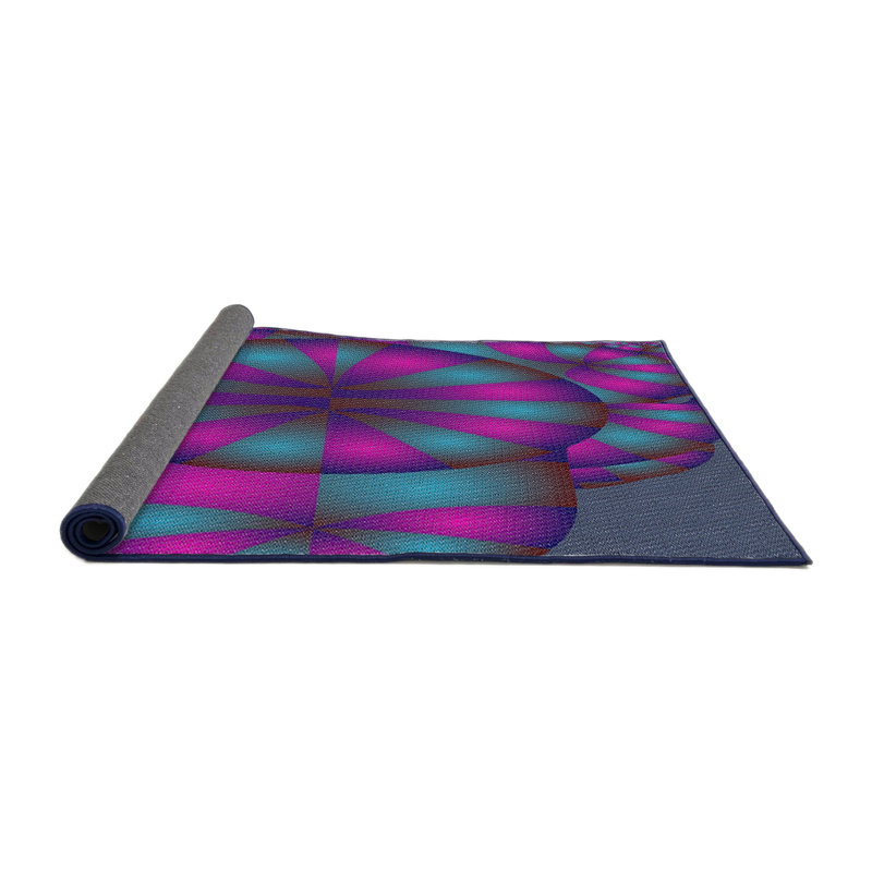 Tapis bleu rose/aqua tissée à la machine, Rond 5 pi