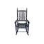 Chaise berçante de véranda en bois massif - finition noire, siège et accoudoirs généreux, dossier à lattes stable, facile à assembler, fabrication de chaise de soutien de poids de 250 lb, confortable, robuste, facile à installer