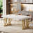 63-inch White Rectangle Dining Table With Gold Metal Base-146858779-146858778