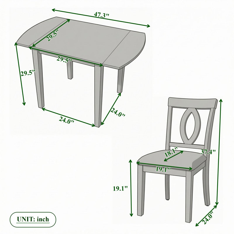 Ensemble de table de salle à manger 5 pièces avec chaises rembourrées, Natural Beige