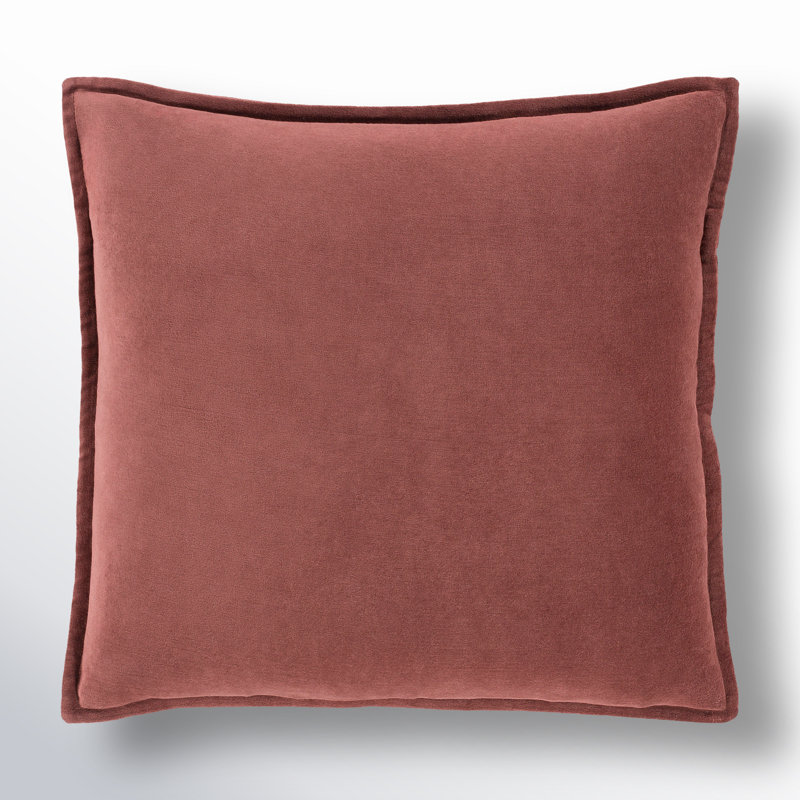 Edgar 100% Cotton Throw Pillow, 20"H x 20"W, Brick Red, Polyester/Polyfill