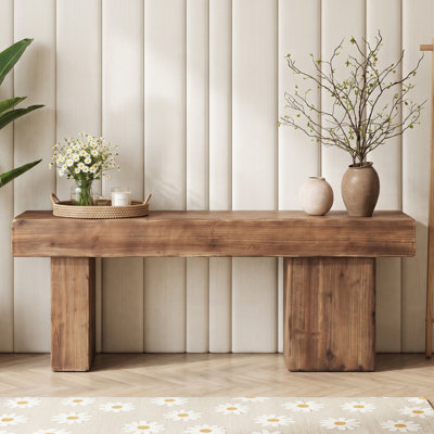 47" Rustic Farmhouse Solid Wood Bench, Entryway Bench with Heavy Duty Legs, Dining Bench for Kitchen, Living Room & Hallway