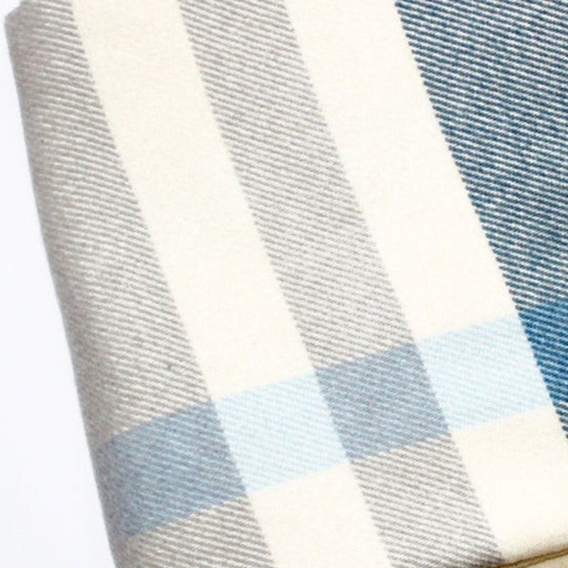 Plush Multi Blue Plaid Throw Blanket With Tassels