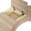 Table basse irrégulière avec plateau rabattable et compartiment de rangement caché