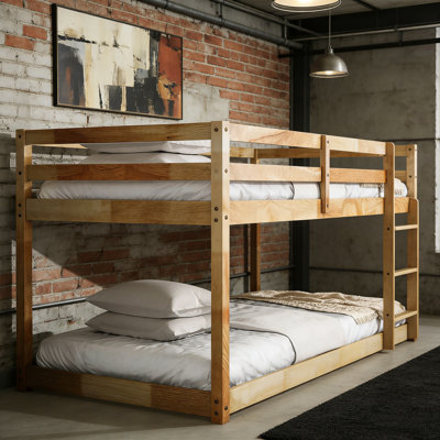 Twin Over Twin Solid Wood Bunk Beds With Ladder