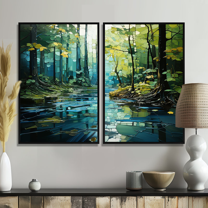 «Drip Natures Pulse River II», Black, 36" H x 48" W, Impression encadrée flottante