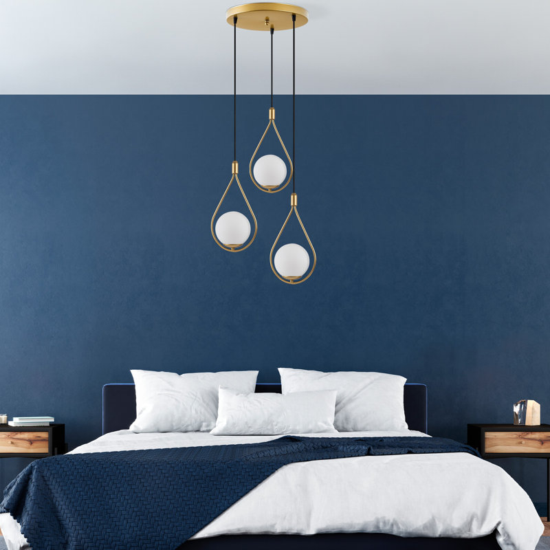 Elegant Gold Chandelier, Adjustable Height 22.0 - 53.5 Inches | Metal Body, 15.0 Inch Cap Diameter, Base Plate Ø11.8 x 1.2 Inches | 3 x E27 Max 40W (Bulb Not Included) | Perfect for Living Room, Dining Room & Entryway Lighting