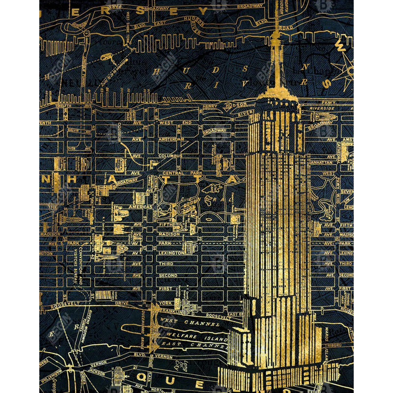 «Gold City Blue Print» sur toile