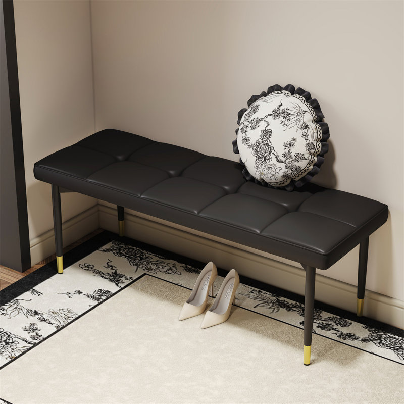 Modern Bench with Tufted Cushionon,Space-Saving Solution for Apartments, 18" H x 47" W x 16" D