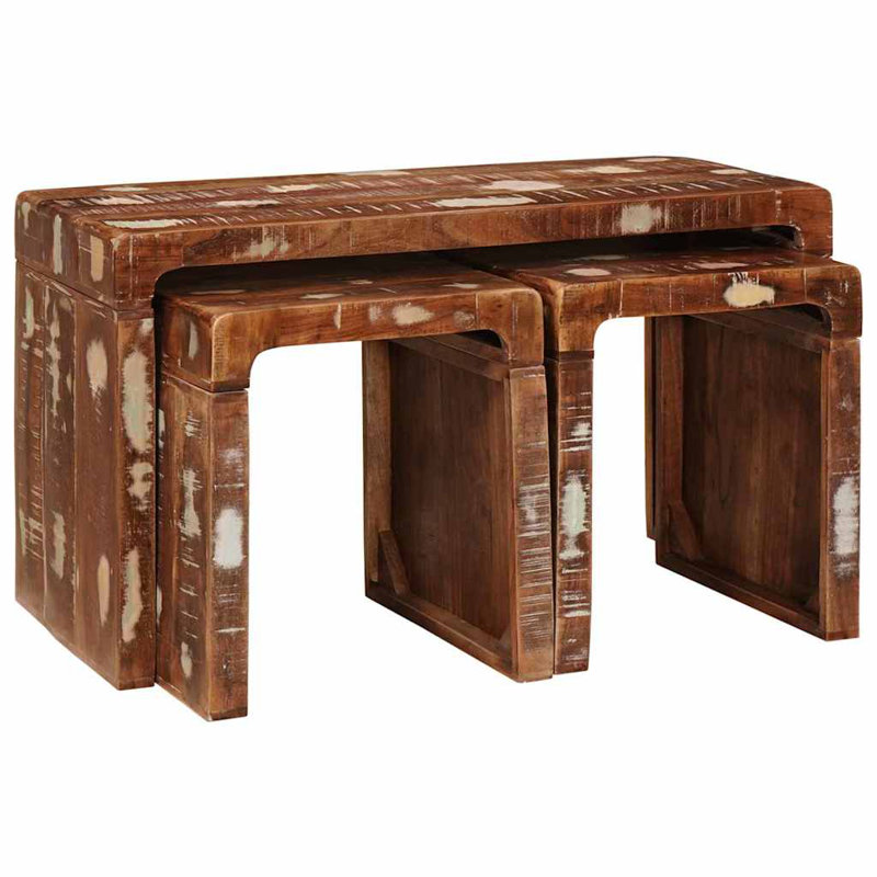 Solid Wood Coffee Table, Distressed Brown