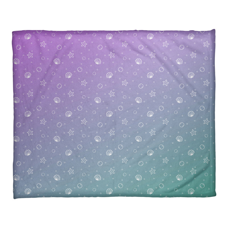 Couverture Katelyn Elizabeth Seashell, l 52,5 po x L 62,5 po, Mauve / Vert