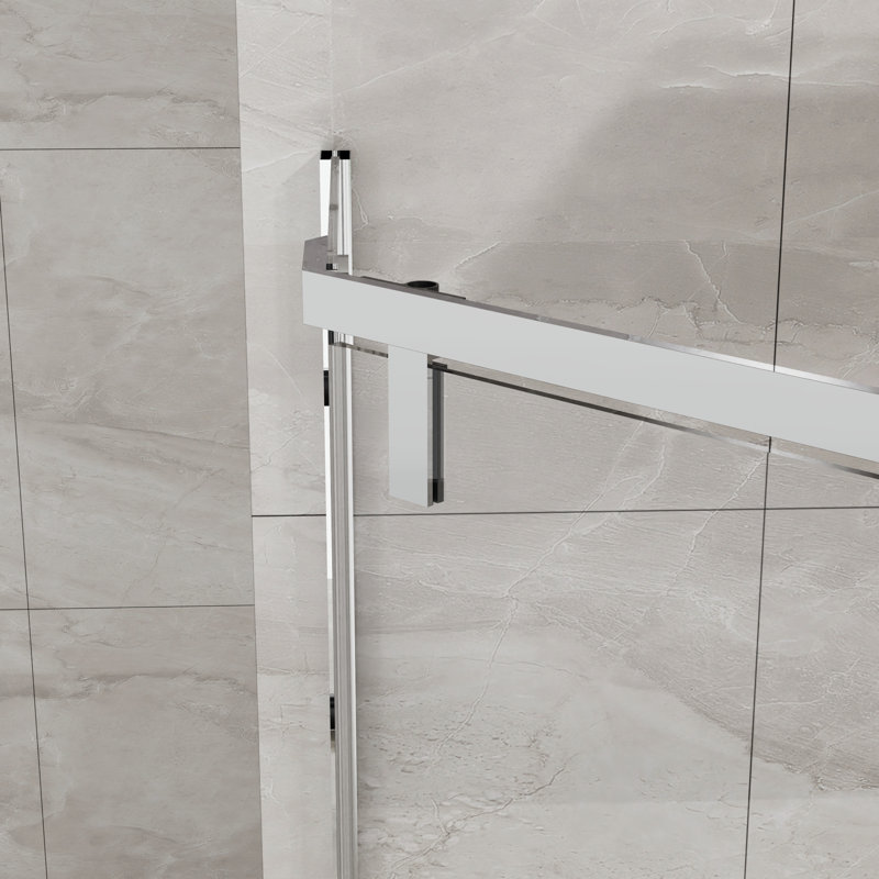 Goodyo Neo-Angle Frameless Shower Door 36 In. D X 36 In. W X 72 In. H Corner Shower Enclosure With Clear SGCC Tempered Glass Pivot Shower Door In Chrome Finish