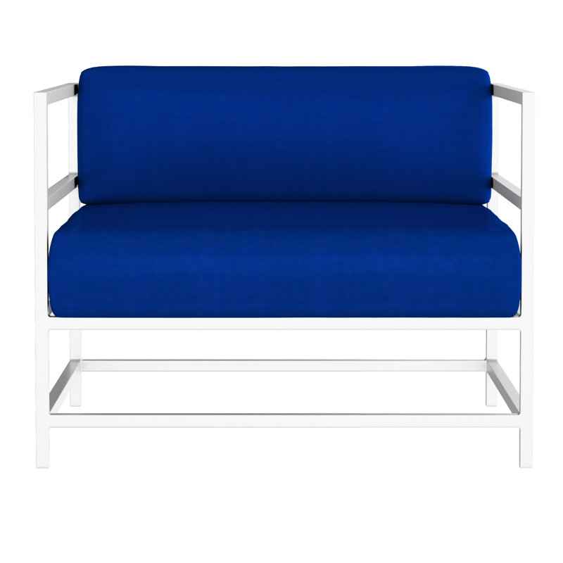 Fauteuil club Delano, non, Toile Sunbrella® bleu pacifique, Blanc Tex