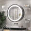 Gervon Lighted Surface Framed Round Medicine Cabinet Mirror Adjustable Shelf & AC Outlets-98501389-106226540