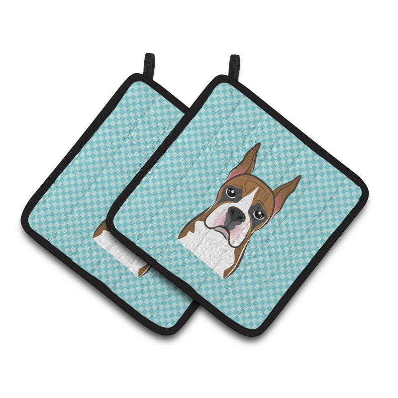 Cuisinier poignée boxer caroline trésors Checkerboard, Bleu