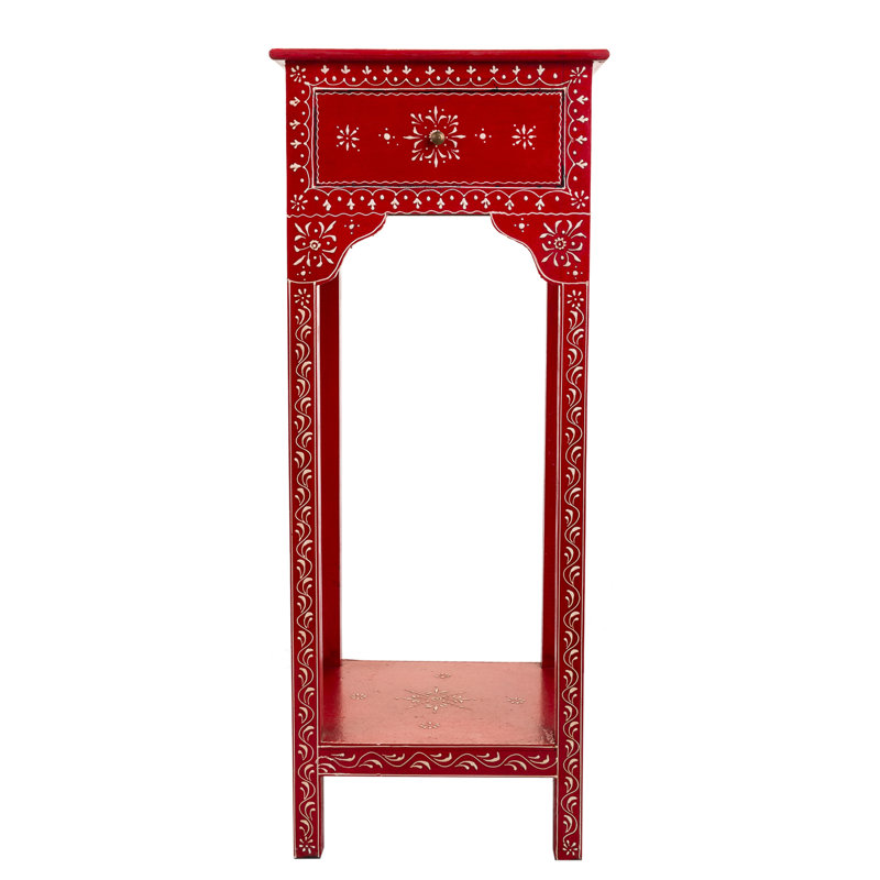 Erick Side Table with Storage, Red