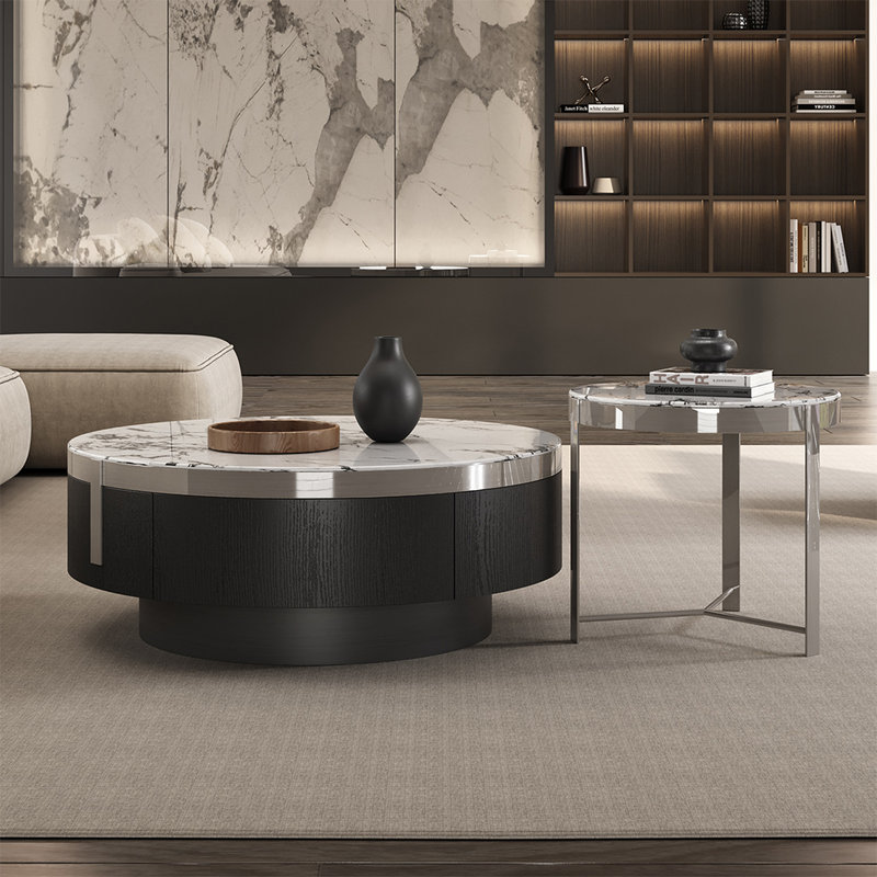 Table basse italienne ronde en marbre