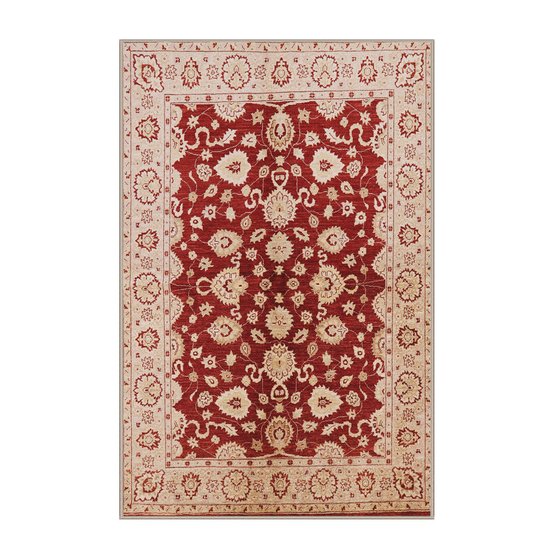 Tapis beige / rouge Besly, Rectangle 6 pi x 9 pi