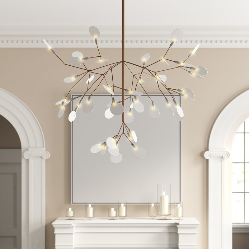 Heracleum III LED Chandelier, Copper, 20.9" H x 28.3" W x 28.3" D, 157.5"