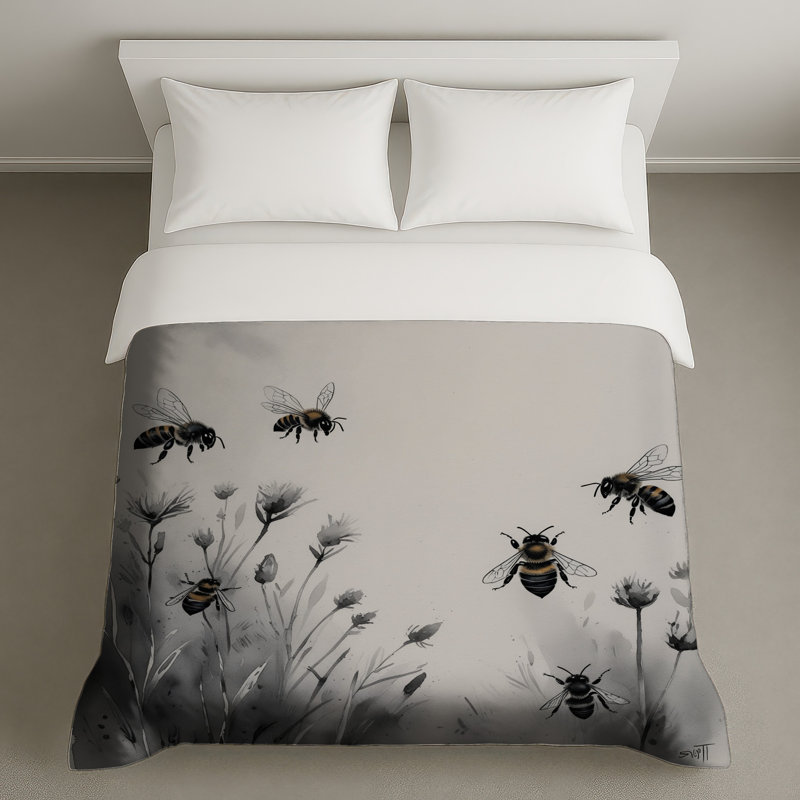 Housses de couette Bees On Wildflowers, Très grand lit