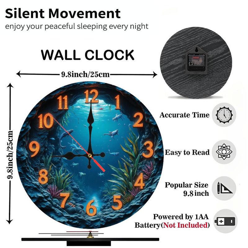 Ocean Cave Underwater Clock Wall Decor