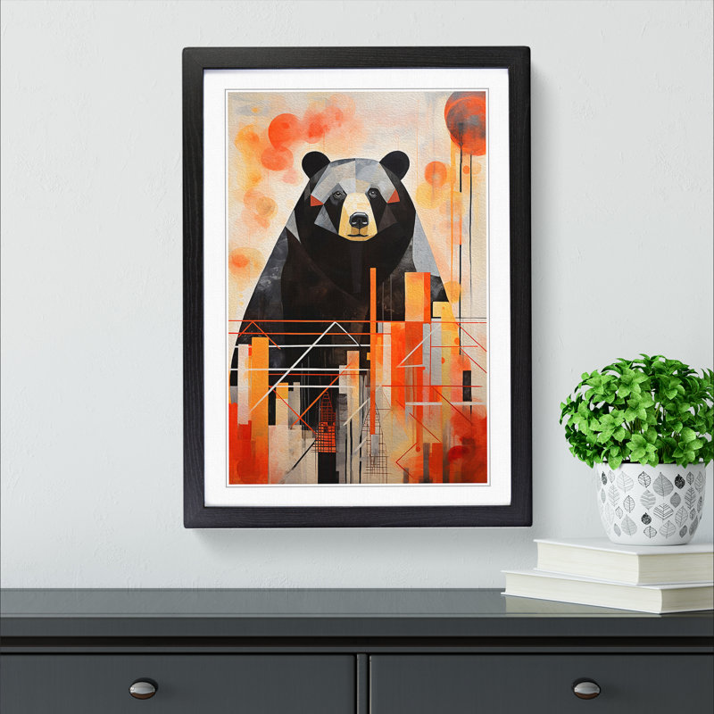 Bear Constructivism - Framed Print, Black Framed, 64cm H x 46cm W x 2cm D