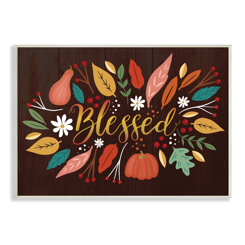 «Blessed Reconnaissances», feuilles d'automne fantaisistes - Art textuel, H 13 po x l 19 po, Plaque murale