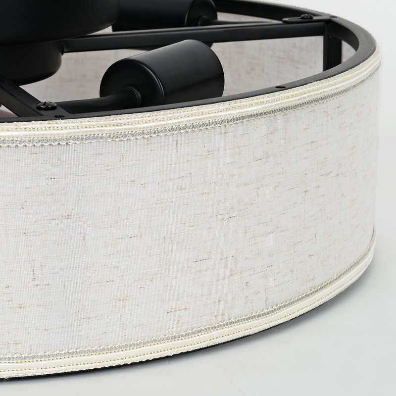 Ventilateur de plafond 20 po en cage de style campagnard avec ensemble d'éclairage de style tissu et télécommande.