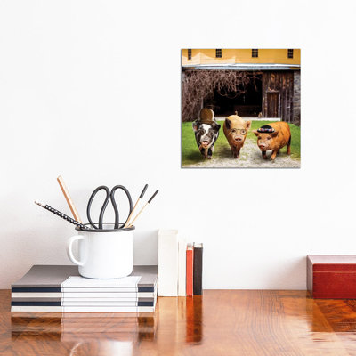 Pig Gang by Karen Burke - Wrapped Canvas Painting