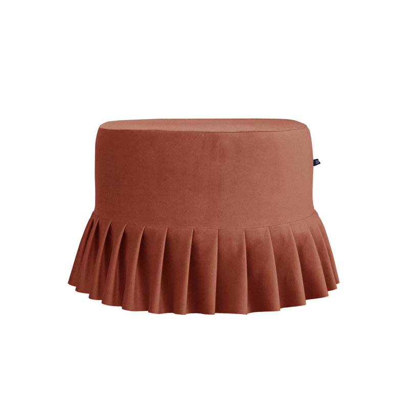 50cm Wide Round Solid Colour Ottoman, Orange/Coral