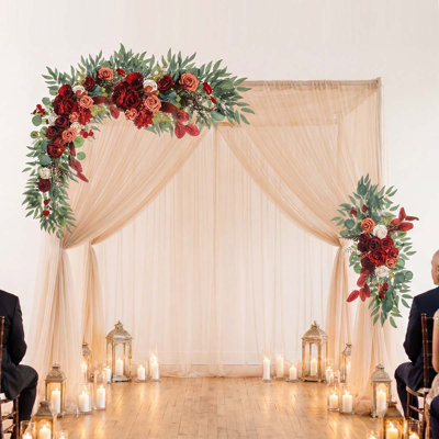 Wedding Arch Flowers, Artificial Flowers For Decoration, Large Flower Swag For Boho Styles Wedding Ceremony Floral Decor - Pack Of 2