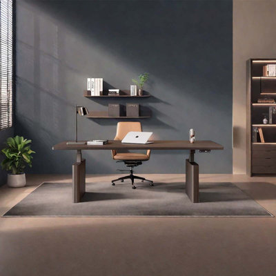 Height-adjustable desk, solid wood computer desk